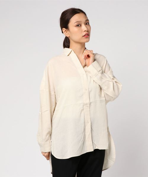 MOUSSY（マウジー）の「OVER SILHOUETTE SHIRT（シャツ/ブラウス・レディース・アイボリー/ライトカーキ/ピンク/ブラック・FREE）」の7枚目の写真