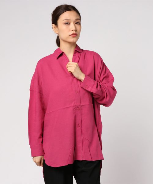 MOUSSY（マウジー）の「OVER SILHOUETTE SHIRT（シャツ/ブラウス・レディース・アイボリー/ライトカーキ/ピンク/ブラック・FREE）」の10枚目の写真