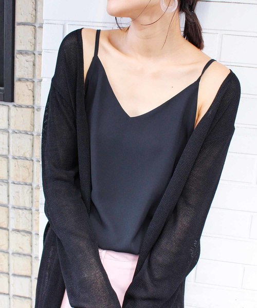 MODE ROBE（モードローブ）の「シンプルVネックキャミソール（キャミソール・レディース・ホワイト/ブラック/ミント/ピンク・FREE）」の5枚目の写真