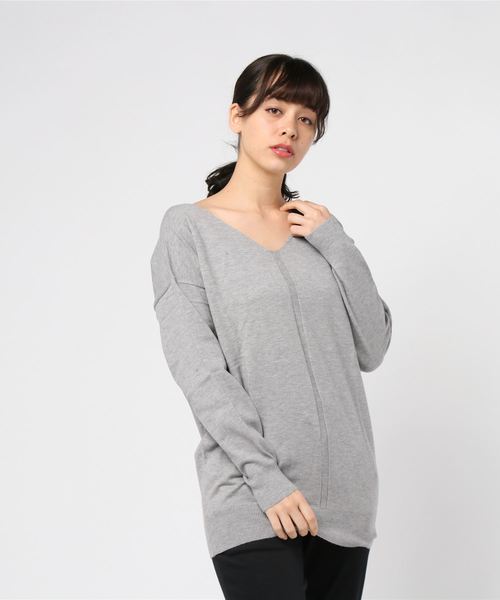 GeeRA(ジーラ)の「ぱちぱちしないVネックニットプルオーバー(ニット/セーター・レディース・ブラック/パープル/グレー/オフホワイト/ブルーグリーン・SMALL/MEDIUM/LARGE/X-LARGE)」の1枚目の写真