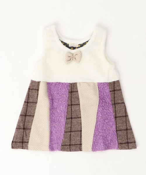 RAGMART（ラグマート）の「パッチワークジャンパースカート（ジャンパースカート・キッズ・ブラック/アイボリー・110cm/100cm/120cm/130cm）」の4枚目の写真