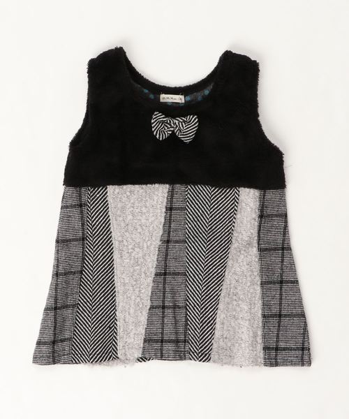 RAGMART（ラグマート）の「パッチワークジャンパースカート（ジャンパースカート・キッズ・ブラック/アイボリー・110cm/100cm/120cm/130cm）」の5枚目の写真