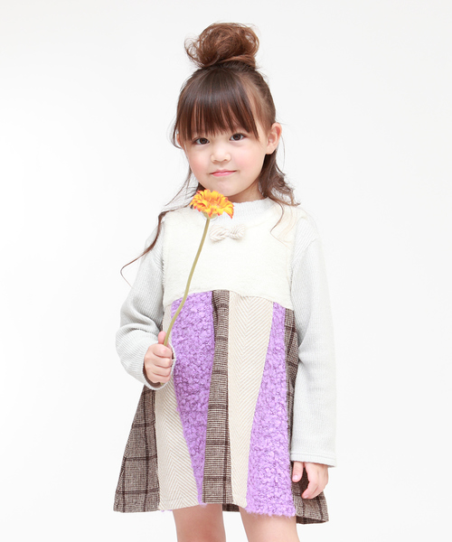 RAGMART（ラグマート）の「パッチワークジャンパースカート（ジャンパースカート・キッズ・ブラック/アイボリー・110cm/100cm/120cm/130cm）」の7枚目の写真