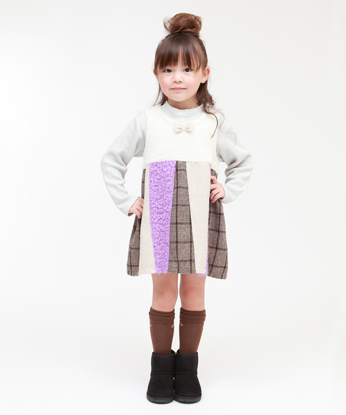 RAGMART（ラグマート）の「パッチワークジャンパースカート（ジャンパースカート・キッズ・ブラック/アイボリー・110cm/100cm/120cm/130cm）」の9枚目の写真