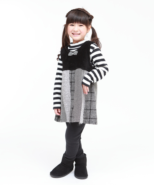 RAGMART（ラグマート）の「パッチワークジャンパースカート（ジャンパースカート・キッズ・ブラック/アイボリー・110cm/100cm/120cm/130cm）」の10枚目の写真