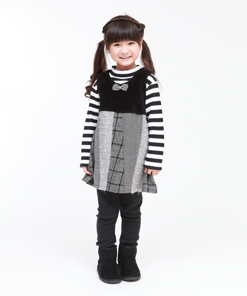 RAGMART（ラグマート）の「パッチワークジャンパースカート（ジャンパースカート・キッズ・ブラック/アイボリー・110cm/100cm/120cm/130cm）」の11枚目の写真