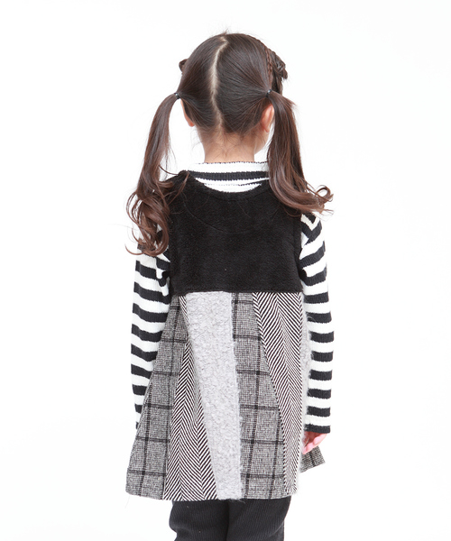 RAGMART（ラグマート）の「パッチワークジャンパースカート（ジャンパースカート・キッズ・ブラック/アイボリー・110cm/100cm/120cm/130cm）」の12枚目の写真