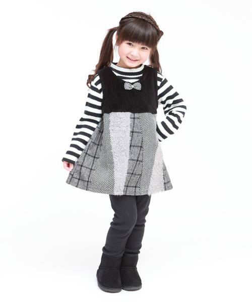 RAGMART（ラグマート）の「パッチワークジャンパースカート（ジャンパースカート・キッズ・ブラック/アイボリー・110cm/100cm/120cm/130cm）」の13枚目の写真