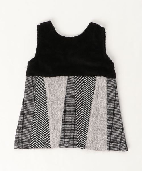 RAGMART（ラグマート）の「パッチワークジャンパースカート（ジャンパースカート・キッズ・ブラック/アイボリー・110cm/100cm/120cm/130cm）」の3枚目の写真