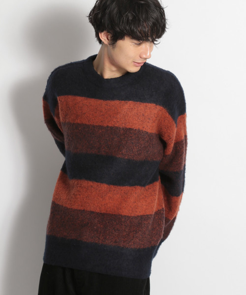 niko and...（ニコアンド）の「シャギーボーダープルオーバー（ニット/セーター・メンズ・ネイビー/ブラウン/チャコール・MEDIUM/LARGE）」の3枚目の写真