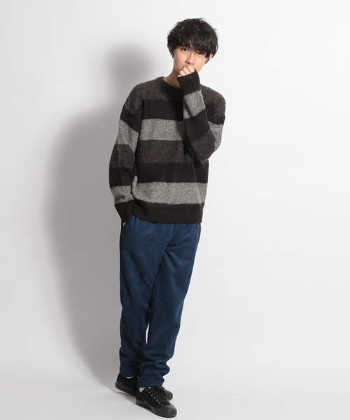 niko and...（ニコアンド）の「シャギーボーダープルオーバー（ニット/セーター・メンズ・ネイビー/ブラウン/チャコール・MEDIUM/LARGE）」の4枚目の写真