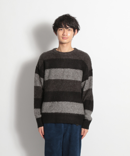 niko and...（ニコアンド）の「シャギーボーダープルオーバー（ニット/セーター・メンズ・ネイビー/ブラウン/チャコール・MEDIUM/LARGE）」の8枚目の写真