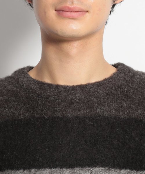 niko and...（ニコアンド）の「シャギーボーダープルオーバー（ニット/セーター・メンズ・ネイビー/ブラウン/チャコール・MEDIUM/LARGE）」の7枚目の写真