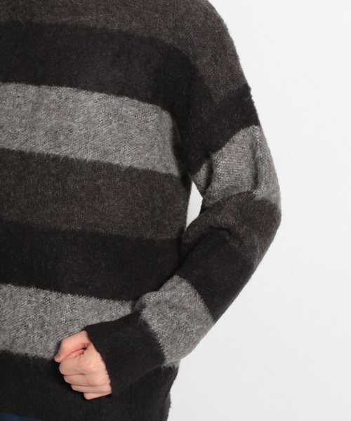 niko and...（ニコアンド）の「シャギーボーダープルオーバー（ニット/セーター・メンズ・ネイビー/ブラウン/チャコール・MEDIUM/LARGE）」の9枚目の写真