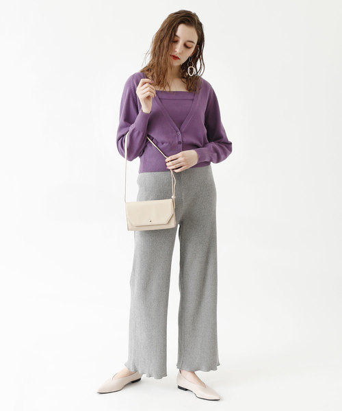 titivate（ティティベイト）の「Vﾈｯｸｶｰﾃﾞｨｶﾞﾝ×ｷｬﾐｿｰﾙ/ｱﾝｻﾝﾌﾞﾙ（アンサンブル・レディース・ブラック/ベージュ/オフホワイト/ネイビー/パープル/レッド・S/M/L）」の5枚目の写真