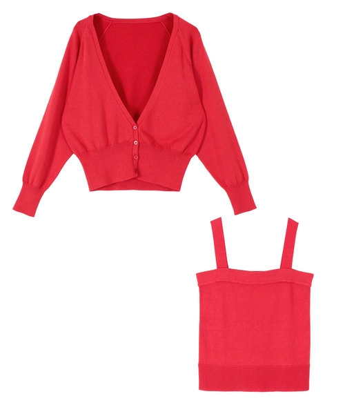 titivate（ティティベイト）の「Vﾈｯｸｶｰﾃﾞｨｶﾞﾝ×ｷｬﾐｿｰﾙ/ｱﾝｻﾝﾌﾞﾙ（アンサンブル・レディース・ブラック/ベージュ/オフホワイト/ネイビー/パープル/レッド・S/M/L）」の6枚目の写真