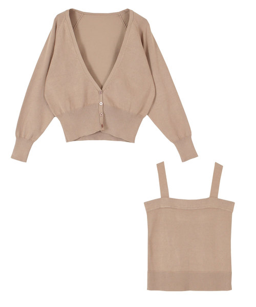 titivate（ティティベイト）の「Vﾈｯｸｶｰﾃﾞｨｶﾞﾝ×ｷｬﾐｿｰﾙ/ｱﾝｻﾝﾌﾞﾙ（アンサンブル・レディース・ブラック/ベージュ/オフホワイト/ネイビー/パープル/レッド・S/M/L）」の7枚目の写真