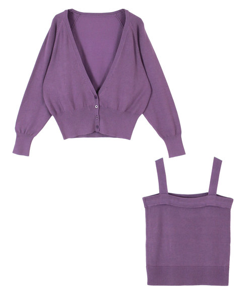 titivate（ティティベイト）の「Vﾈｯｸｶｰﾃﾞｨｶﾞﾝ×ｷｬﾐｿｰﾙ/ｱﾝｻﾝﾌﾞﾙ（アンサンブル・レディース・ブラック/ベージュ/オフホワイト/ネイビー/パープル/レッド・S/M/L）」の8枚目の写真