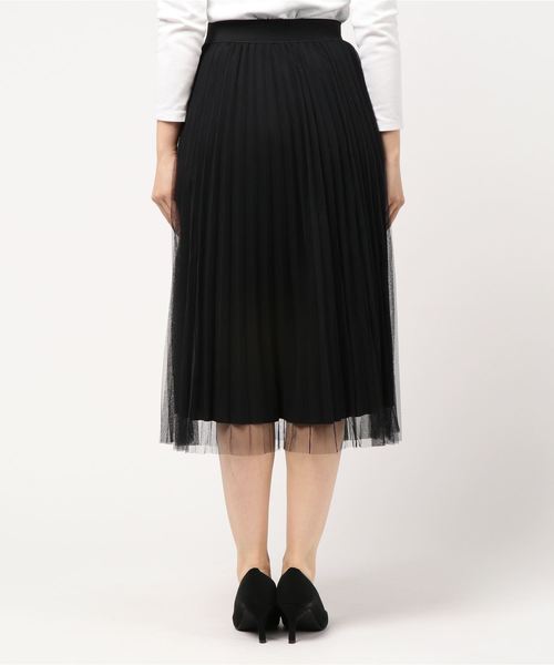KOBE LETTUCE（コウベレタス）の「チュールドッキングミモレ丈プリーツスカート＊レディース/ボトムス[M2363]神戸レタス（スカート・レディース・ブラック/アイボリー/グレー系その他・FREE）」の4枚目の写真