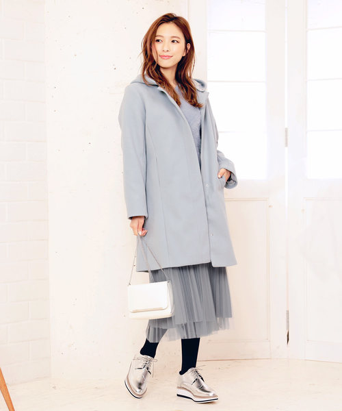 KOBE LETTUCE（コウベレタス）の「チュールドッキングミモレ丈プリーツスカート＊レディース/ボトムス[M2363]神戸レタス（スカート・レディース・ブラック/アイボリー/グレー系その他・FREE）」の2枚目の写真