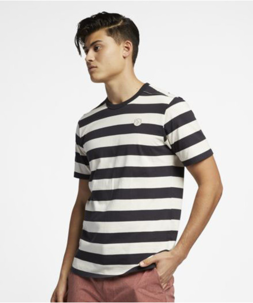 Hurley (ハーレー)の「M HRLY CUSTOM STRIPED TOP SS / ハーレー ボーダープリントTシャツ ユニセックス(Tシャツ/カットソー・メンズ・その他/ヘザーグレー・SMALL/MEDIUM/LARGE)」の2枚目の写真