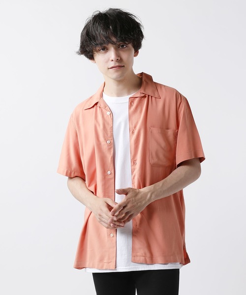 THE CASUAL(カジュアル)の「レーヨンオープンカラー半袖シャツ(シャツ/ブラウス・メンズ・ベージュ/カーキ/サックスブルー/ピンク/ライム/ブラウン系その他・M/L)」の2枚目の写真