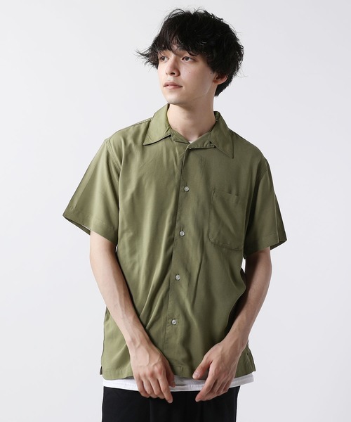 THE CASUAL(カジュアル)の「レーヨンオープンカラー半袖シャツ(シャツ/ブラウス・メンズ・ベージュ/カーキ/サックスブルー/ピンク/ライム/ブラウン系その他・M/L)」の3枚目の写真