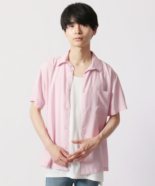 THE CASUAL(カジュアル)の「レーヨンオープンカラー半袖シャツ(シャツ/ブラウス・メンズ・ベージュ/カーキ/サックスブルー/ピンク/ライム/ブラウン系その他・M/L)」の6枚目の写真