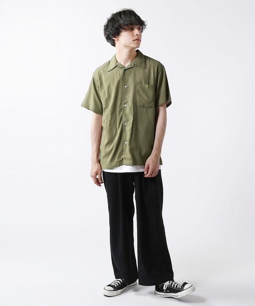 THE CASUAL(カジュアル)の「レーヨンオープンカラー半袖シャツ(シャツ/ブラウス・メンズ・ベージュ/カーキ/サックスブルー/ピンク/ライム/ブラウン系その他・M/L)」の19枚目の写真
