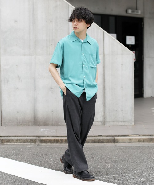 THE CASUAL(カジュアル)の「レーヨンオープンカラー半袖シャツ(シャツ/ブラウス・メンズ・ベージュ/カーキ/サックスブルー/ピンク/ライム/ブラウン系その他・M/L)」の18枚目の写真