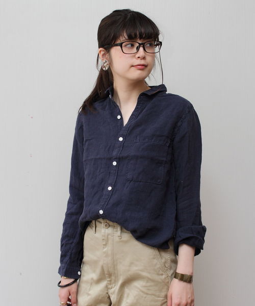 Brocante（ブロカント）の「BROCANTE/ブロカント　ユニヴェルセルシャツ　36-023（シャツ/ブラウス・レディース・ホワイト/ベージュ/ネイビー/グレー/オレンジ・2）」の5枚目の写真