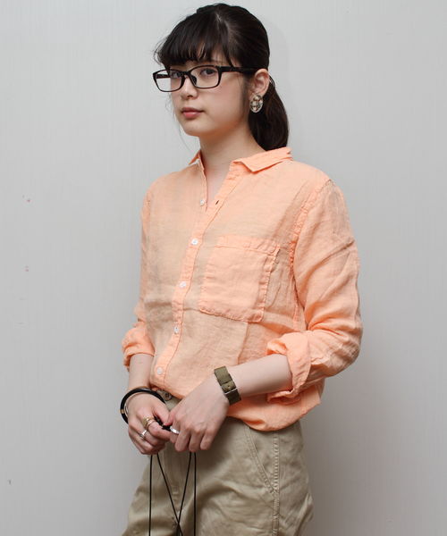 Brocante（ブロカント）の「BROCANTE/ブロカント　ユニヴェルセルシャツ　36-023（シャツ/ブラウス・レディース・ホワイト/ベージュ/ネイビー/グレー/オレンジ・2）」の2枚目の写真