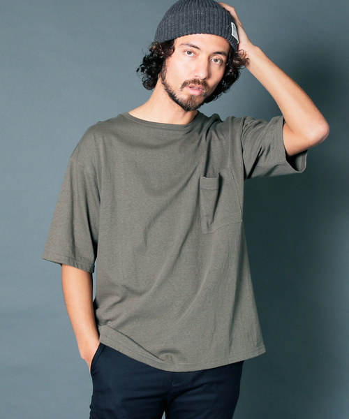 Magine(マージン)の「【Magine】RAFFY CTN BIG SILHOUETTE C/N TEE: ラフィーコットン ビッグシルエット クルーネック TEE(Tシャツ/カットソー・メンズ・グレー/オリーブ/ネイビー/ホワイト/ブラック・48/46/44)」の5枚目の写真
