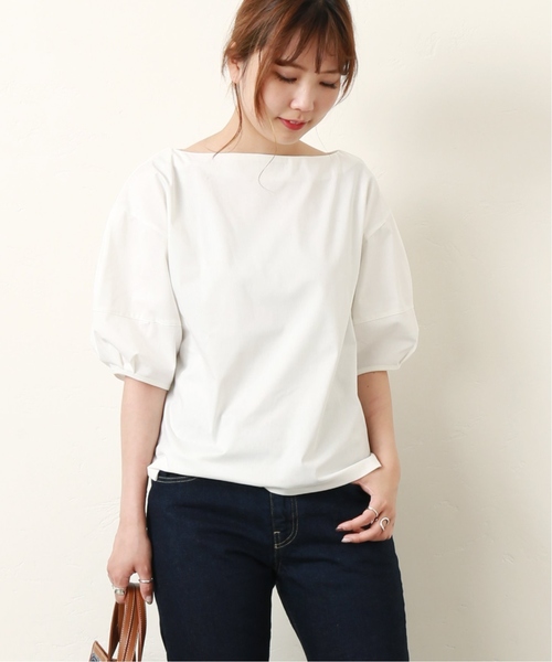journal standard L'essage(ジャーナルスタンダードレサージュ)の「トリコットボートネックブラウス◆(シャツ/ブラウス・レディース・ホワイト/ブラック/ベージュ・FREE)」の2枚目の写真