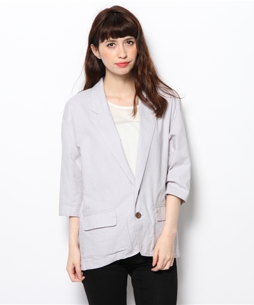 And A（アンドエー）の「立体シャツJKT（テーラードジャケット・レディース・オフホワイト/ライトグレー/ベージュ・FREE）」の3枚目の写真