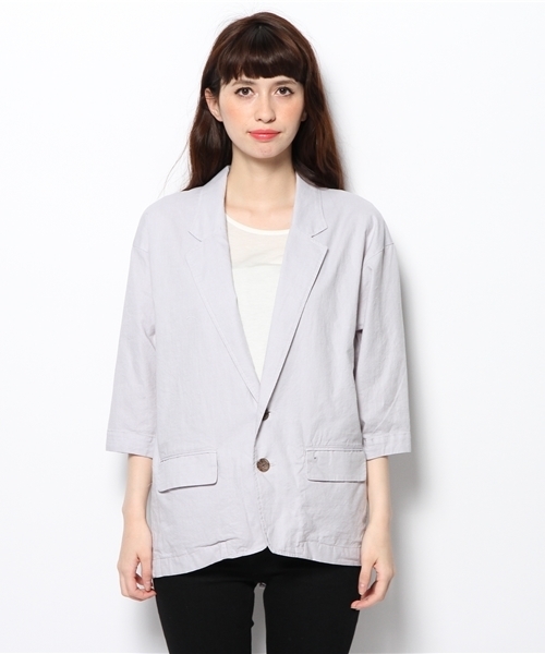 And A（アンドエー）の「立体シャツJKT（テーラードジャケット・レディース・オフホワイト/ライトグレー/ベージュ・FREE）」の12枚目の写真