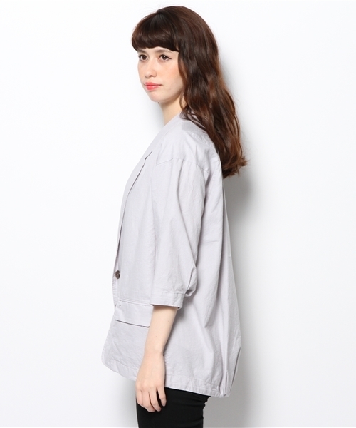 And A（アンドエー）の「立体シャツJKT（テーラードジャケット・レディース・オフホワイト/ライトグレー/ベージュ・FREE）」の11枚目の写真