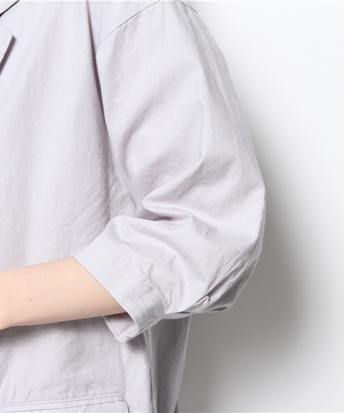 And A（アンドエー）の「立体シャツJKT（テーラードジャケット・レディース・オフホワイト/ライトグレー/ベージュ・FREE）」の4枚目の写真