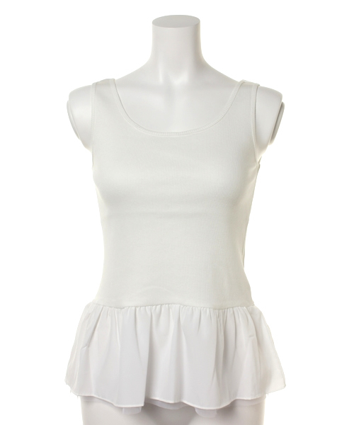 Ray BEAMS(レイビームス)の「Ray BEAMS / ペプラムテレコ タンクトップ(タンクトップ・レディース・ホワイト/ピンク/ライトブルー/シルバー/ブラック・ONE SIZE)」の2枚目の写真