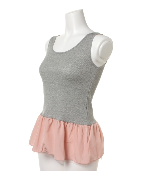 Ray BEAMS(レイビームス)の「Ray BEAMS / ペプラムテレコ タンクトップ(タンクトップ・レディース・ホワイト/ピンク/ライトブルー/シルバー/ブラック・ONE SIZE)」の10枚目の写真