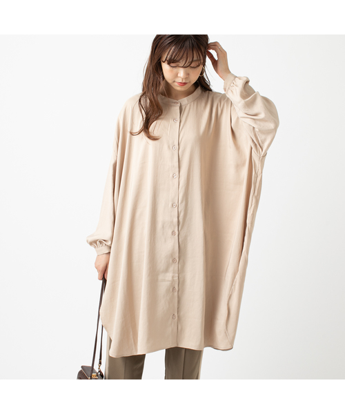 mystic（ミスティック）の「サテンビッグスタンドシャツ（シャツ/ブラウス・レディース・ホワイト/ベージュ/オリーブ/ホワイト系その他・FREE）」の5枚目の写真