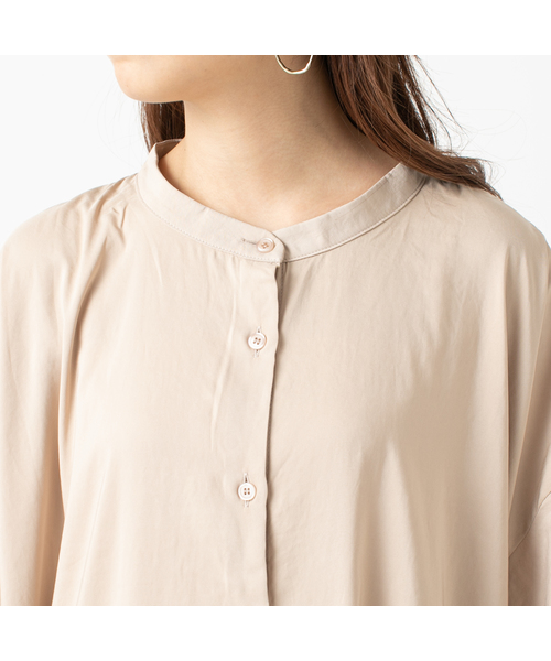 mystic（ミスティック）の「サテンビッグスタンドシャツ（シャツ/ブラウス・レディース・ホワイト/ベージュ/オリーブ/ホワイト系その他・FREE）」の7枚目の写真