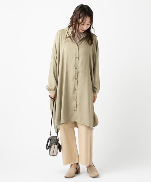 mystic（ミスティック）の「サテンビッグスタンドシャツ（シャツ/ブラウス・レディース・ホワイト/ベージュ/オリーブ/ホワイト系その他・FREE）」の10枚目の写真