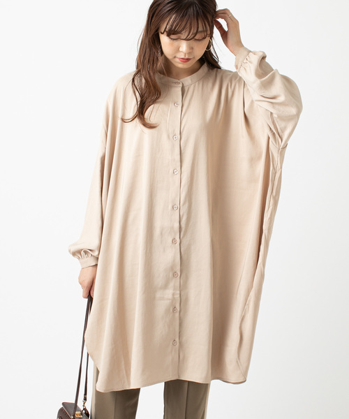 mystic（ミスティック）の「サテンビッグスタンドシャツ（シャツ/ブラウス・レディース・ホワイト/ベージュ/オリーブ/ホワイト系その他・FREE）」の15枚目の写真