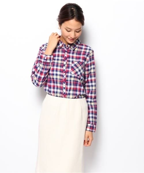 DISCOAT（ディスコート）の「【Discoat】チェックレギュラーシャツ（シャツ/ブラウス・レディース・レッド/ダークブルー/ブラック・ﾌﾘ-）」の3枚目の写真