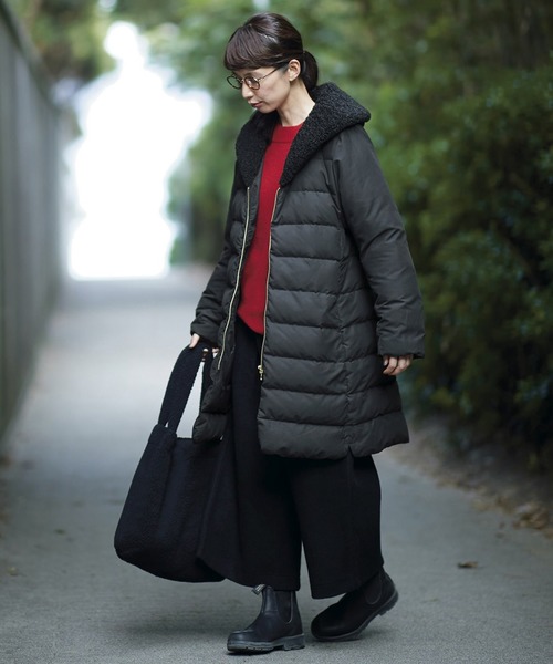 Sunny clouds（サニークラウズ）の「サニークラウズ　ｆｅａｔ．Ｓｈｕｔｔｌｅ　Ｎｏｔｅｓ　縮絨風味のワイドパンツ〈レディース〉（その他パンツ・レディース・ブラック・MEDIUM/LARGE/X-LARGE/XX-LARGE/NM/2T/3T）」の9枚目の写真