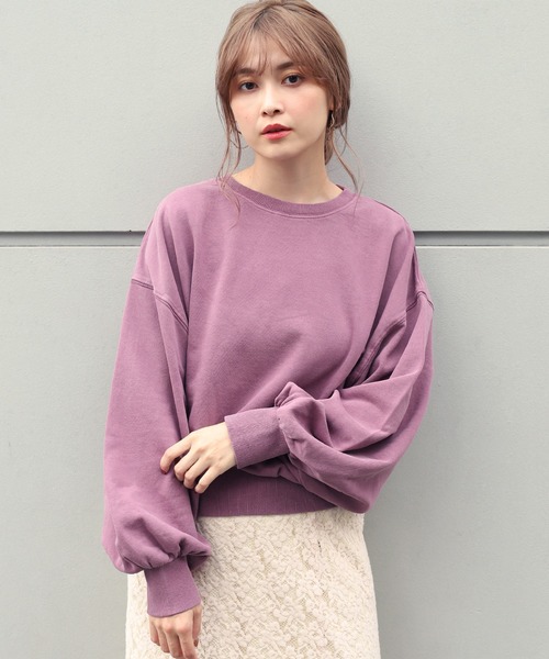 one after another NICE CLAUP(ワンアフターアナザーナイスクラップ)の「【ZOZO限定】ピグメント裏毛プルオーバー(スウェット・レディース・ベージュ/パープル/スミクロ/グレイッシュブルー・FREE)」の17枚目の写真