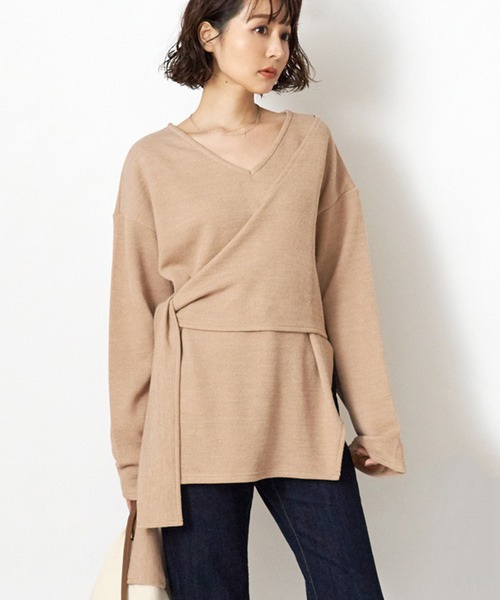 STYLEBLOCK(スタイルブロック)の「ニットソーレイヤードトップス(ニット/セーター・レディース・ラベンダー/ライトカーキ/ベージュ/ブラック・M)」の3枚目の写真