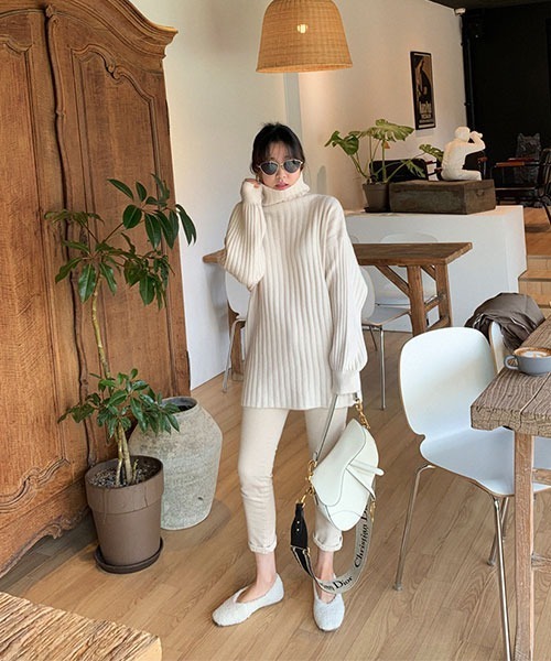 3rd Spring select（サードスプリングセレクト）の「Miamasvin パフスリーブハイネックニット（ニット/セーター・レディース・ブラック/ブラウン/アイボリー・FREE）」の6枚目の写真