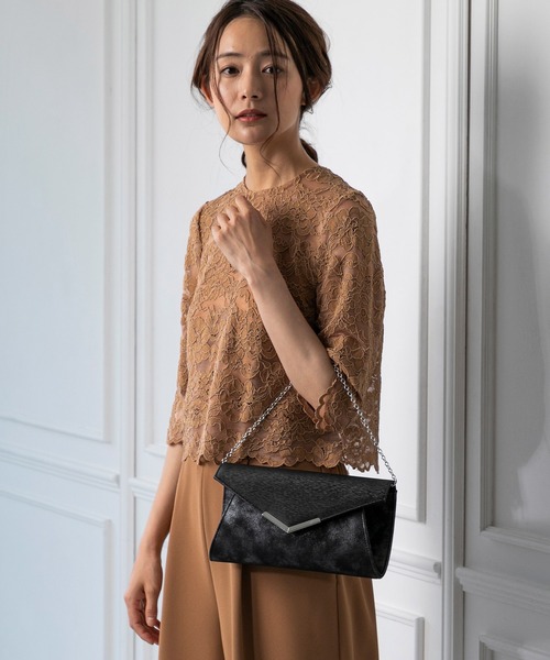 form forma（フォルムフォルマ）の「シャイニーレザーパーティーバッグ（クラッチバッグ・レディース・ブラック/ゴールド・FREE）」の16枚目の写真